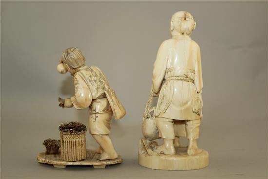 Two Japanese ivory okimono, early 20th century, 12.5cm